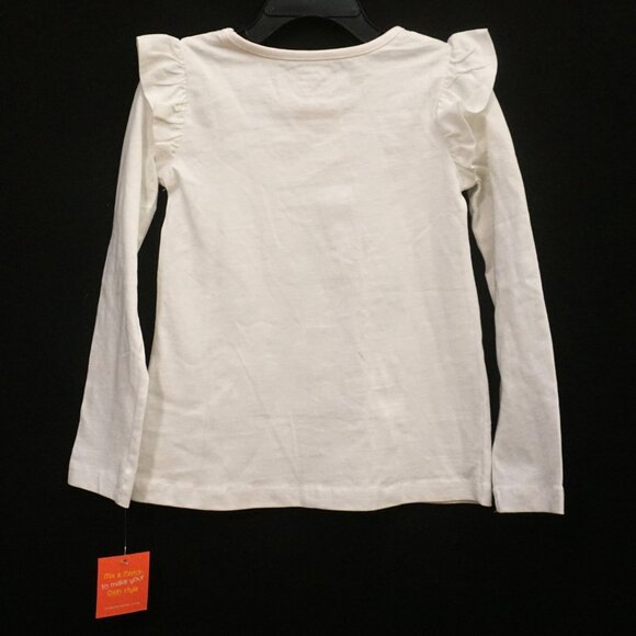 Isaac Mizrahi Friends Playing in Leaves Long Sleeve Ruffles Ivory Tee Girl’s XS - Picture 5 of 7